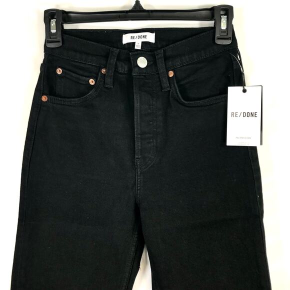 NEW Re Done 70s Stove Pipe Button Fly Jeans 24 Rip Torn Raw Fray Hem Knee Skater - Picture 6 of 11